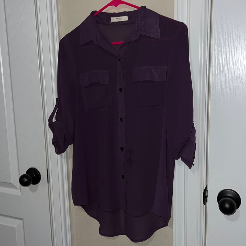 Margret Purple Button Up Blouse